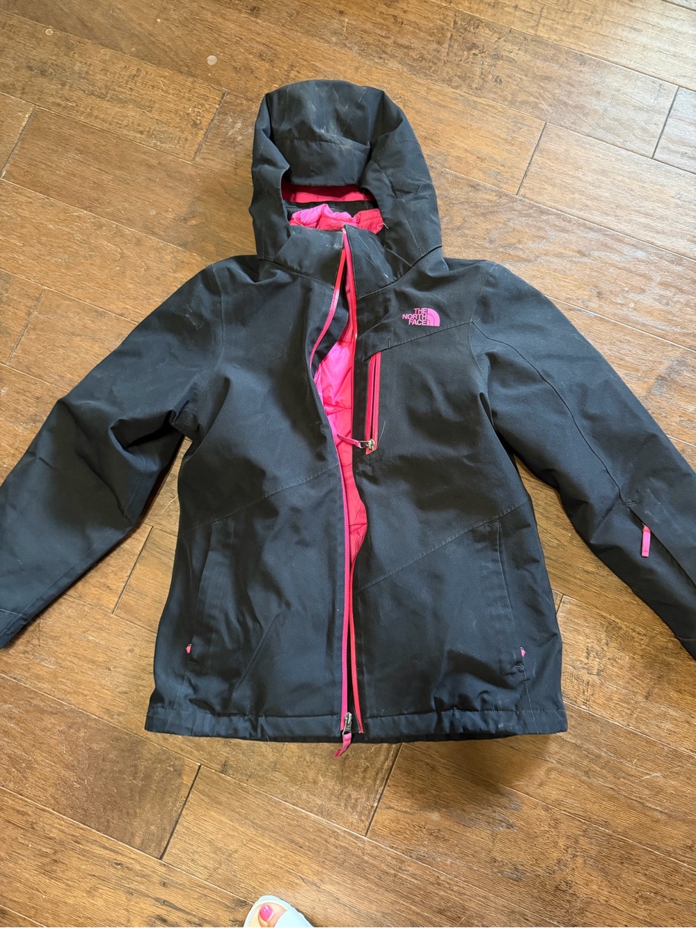 The North Face Kids Black Jacket with Pink Interior & Trim
